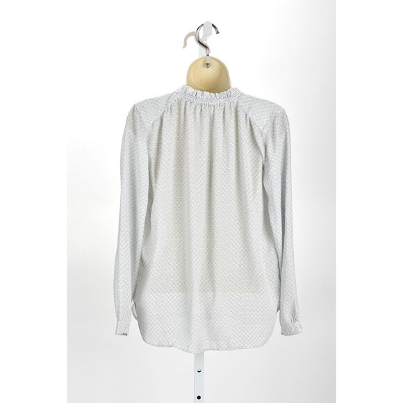 Ann Taylor Factory Chiffon Graphic Long Sleeve Blouse Ruffle Collar Size XSP - Picture 4 of 4